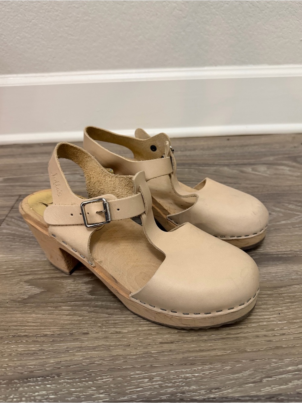 Lotta From Stockholm Beige Leather Swedish Maryjane Clogs Minimalist Women’s 38